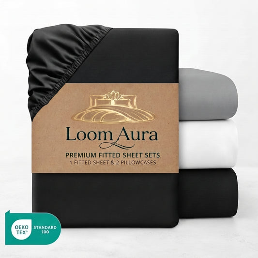 Premium Microfibre Black Fitted Sheet & Pillowcase Set