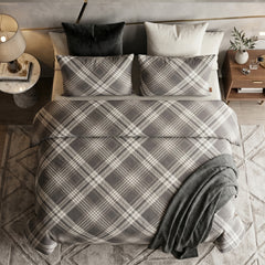 Luxury Diamond Hash Check Duvet Grey-Black Bedding Set