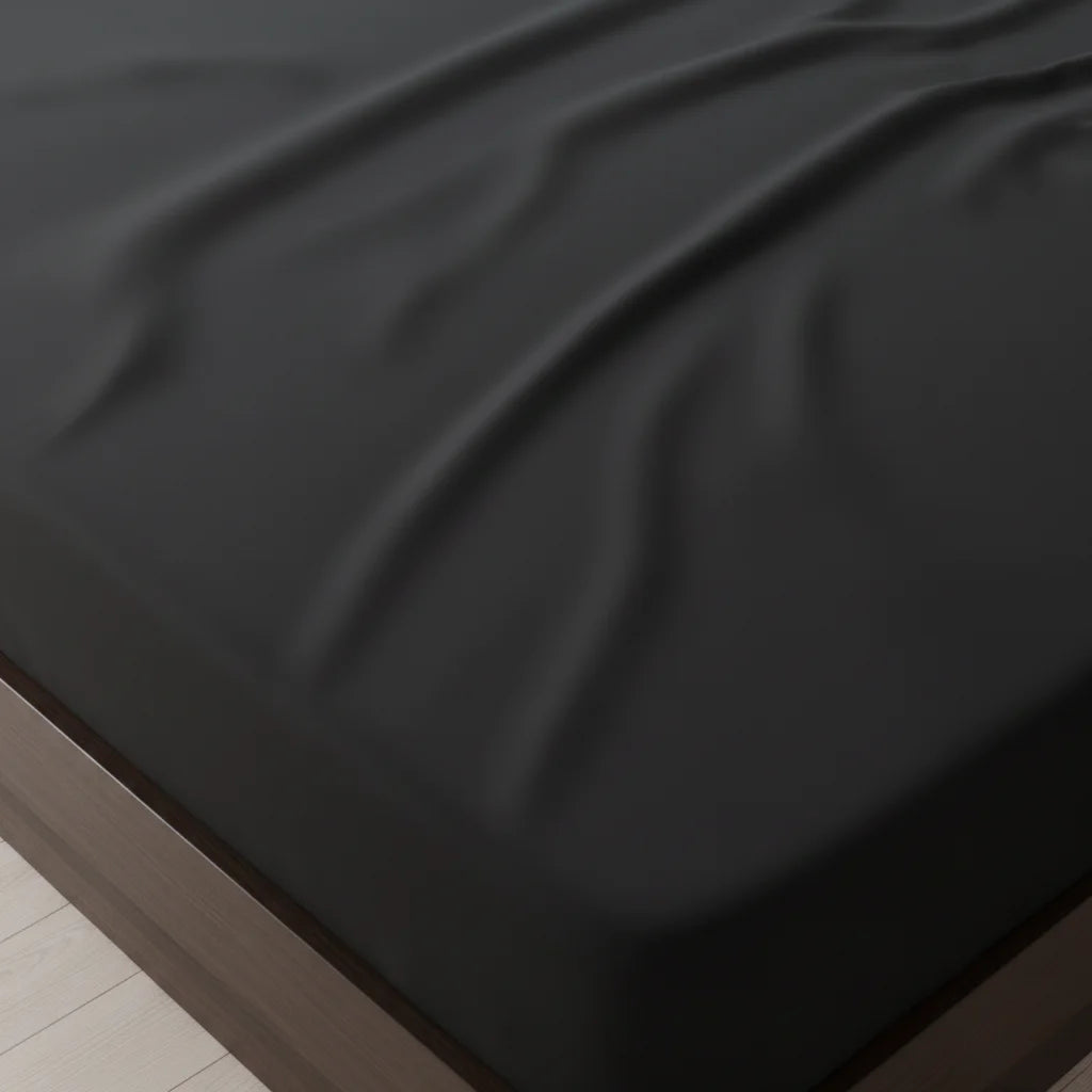Premium Solid Black Fitted Sheet