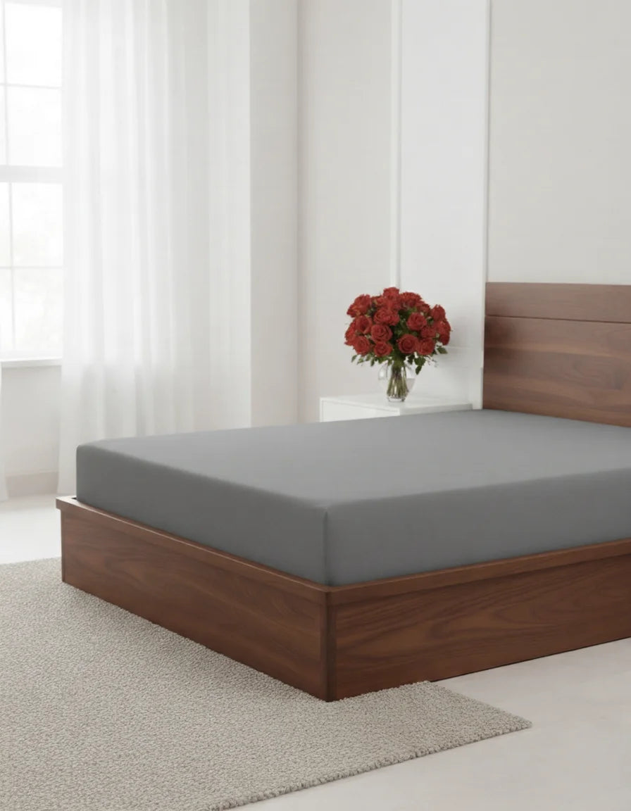 Premium Solid Grey Fitted Sheet