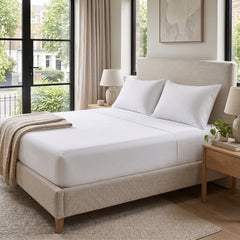 Premium Microfibre White Fitted Sheet & Pillowcase Set