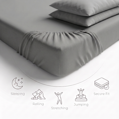 Premium Microfibre Grey Fitted Sheet & Pillowcase Set
