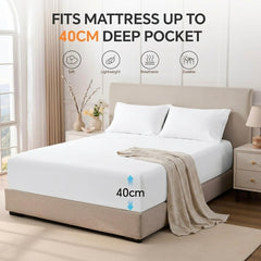 Premium Microfibre White Fitted Sheet & Pillowcase Set