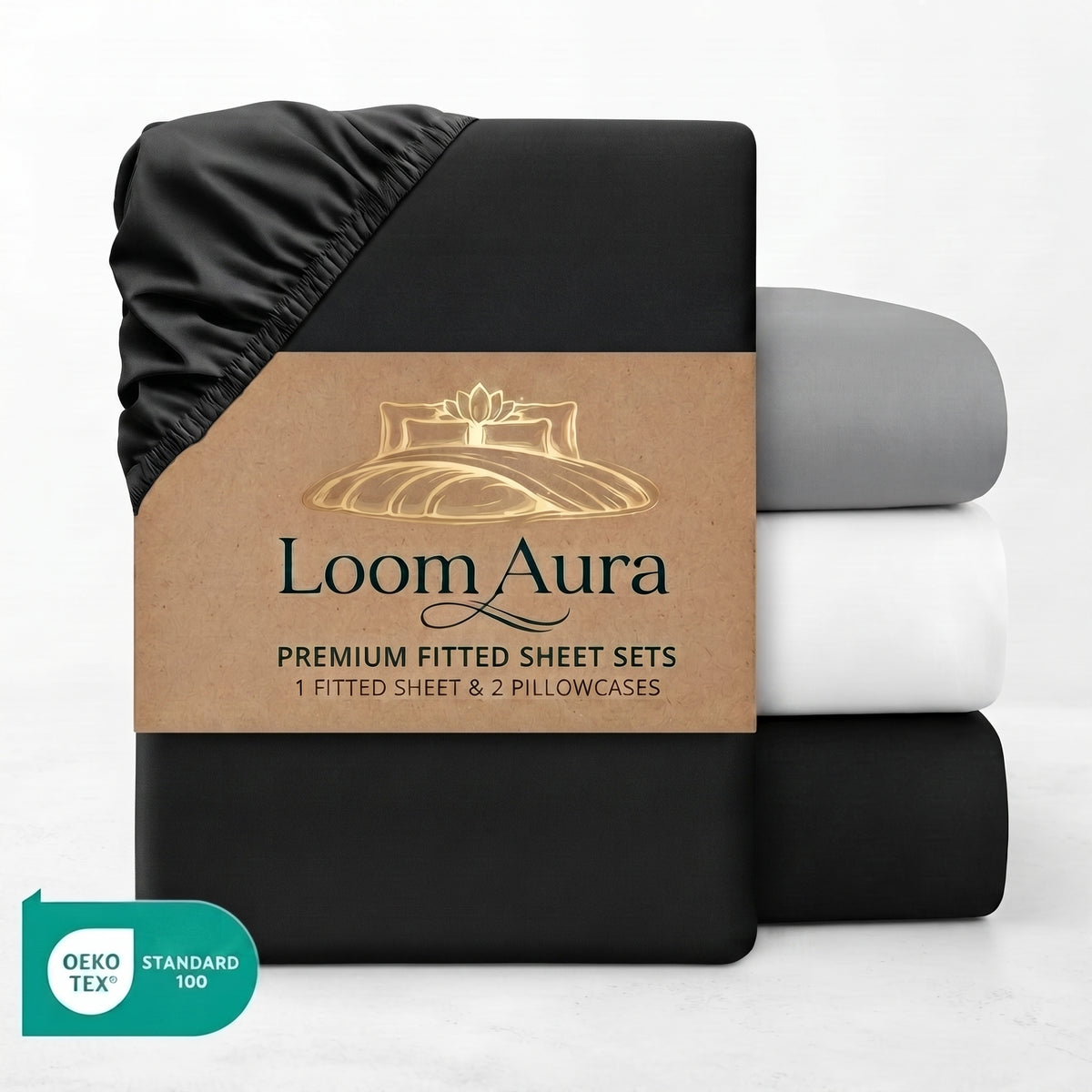 Premium Microfibre Black Fitted Sheet & Pillowcase Set