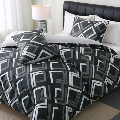 Tick Tak Box Grey/Black Complete Bedsheet Set