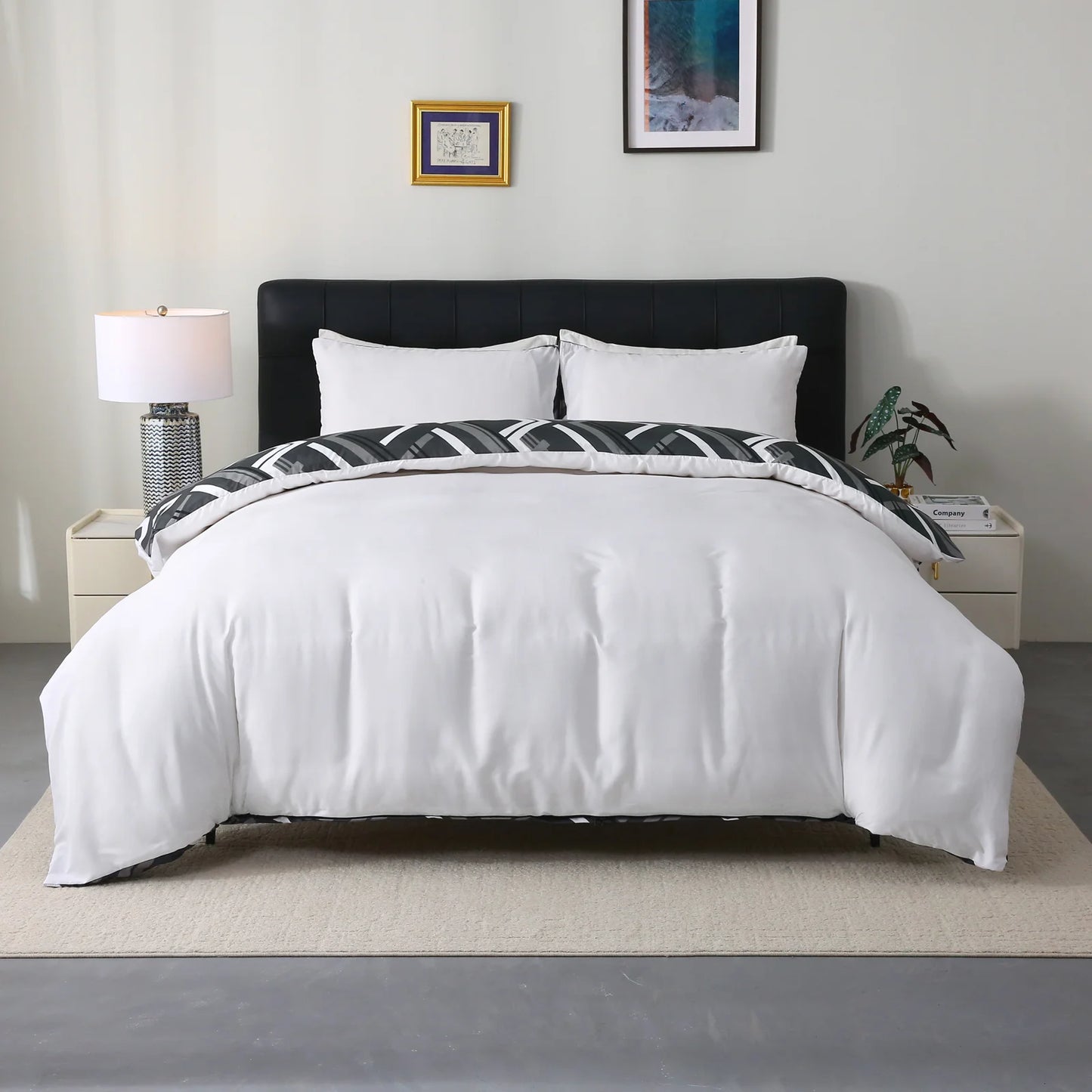 Tick Tak Box Grey/Black Complete Bedsheet Set