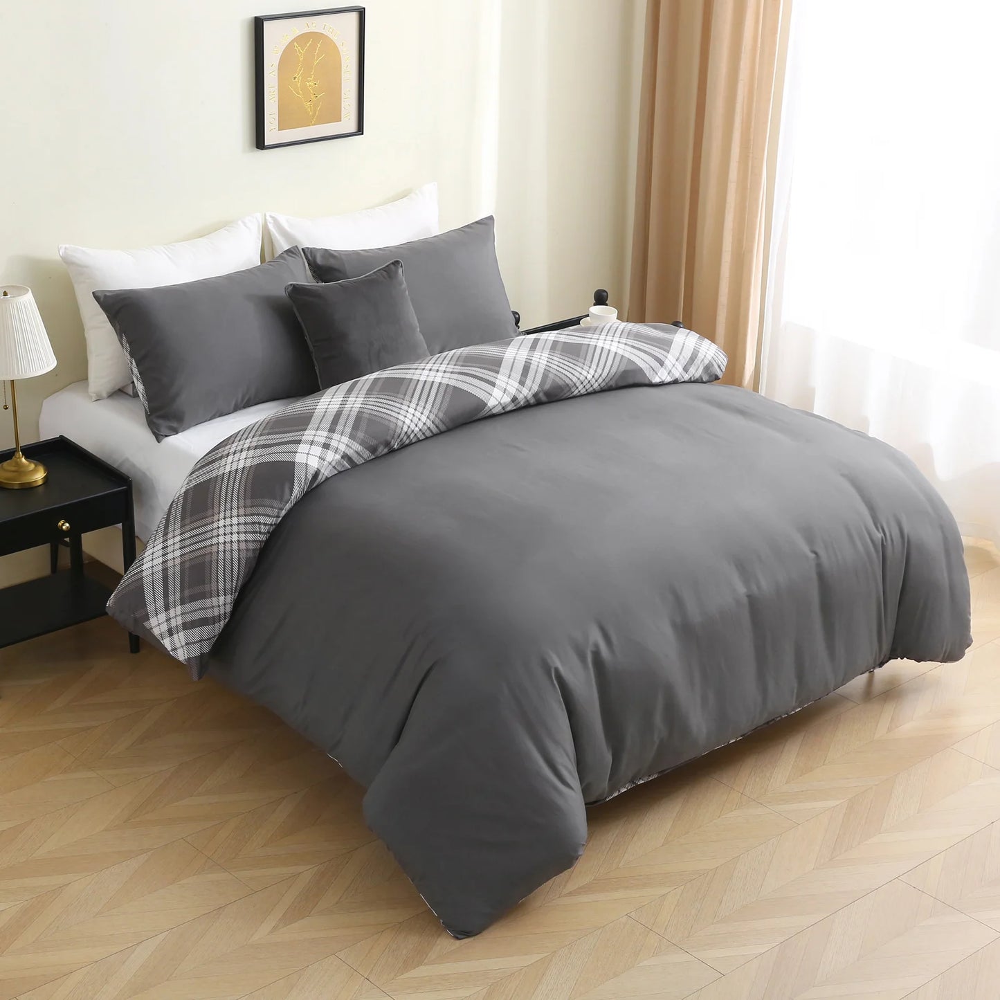 Diamond Hash Check Complete Bedding Set