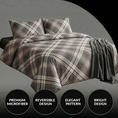 Luxury Diamond Hash Check Duvet Grey-Black Bedding Set