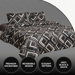 Tick-Tak Modern Checkered Grid Microfiber Bedding Set