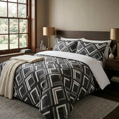 Tick-Tak Modern Checkered Grid Microfiber Bedding Set