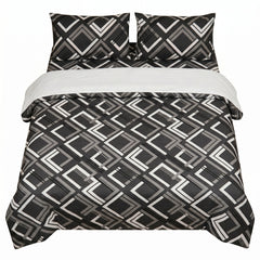 Tick-Tak Modern Checkered Grid Microfiber Bedding Set
