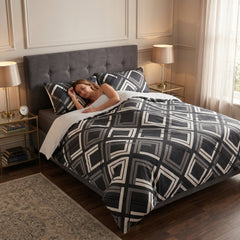Tick-Tak Modern Checkered Grid Microfiber Bedding Set