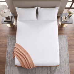 Premium Microfibre White Fitted Sheet & Pillowcase Set
