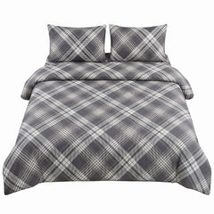 Luxury Diamond Hash Check Duvet Grey-Black Bedding Set