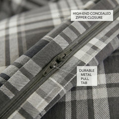 Luxury Diamond Hash Check Duvet Grey-Black Bedding Set