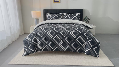 Tick Tak Box Grey/Black Complete Bedsheet Set